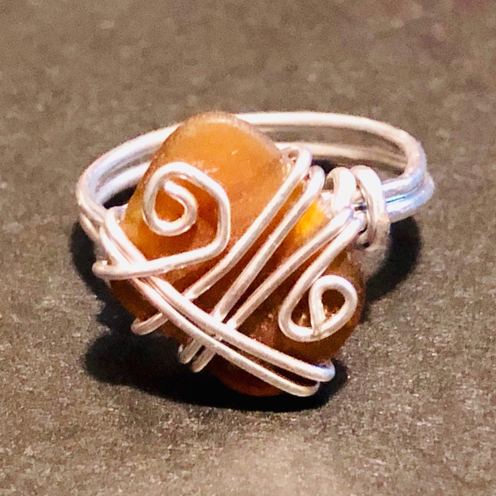 Handmade, Sterling Silver-Brown Quartz Ring